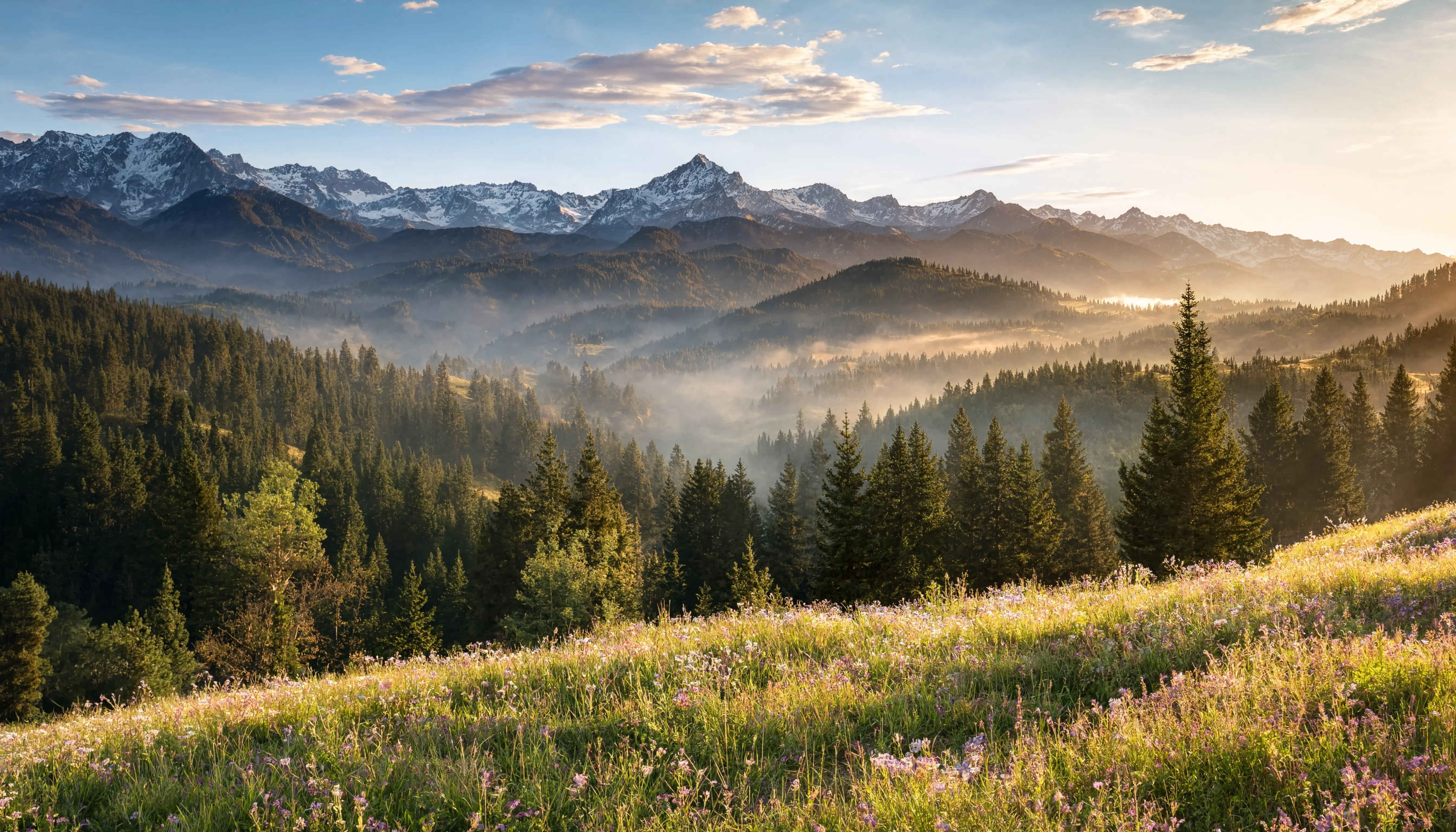 Bayerische Alpen — atemberaubende Berglandschaft im Morgenrot